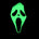 Glowing green mask with a classic scream design on a black background